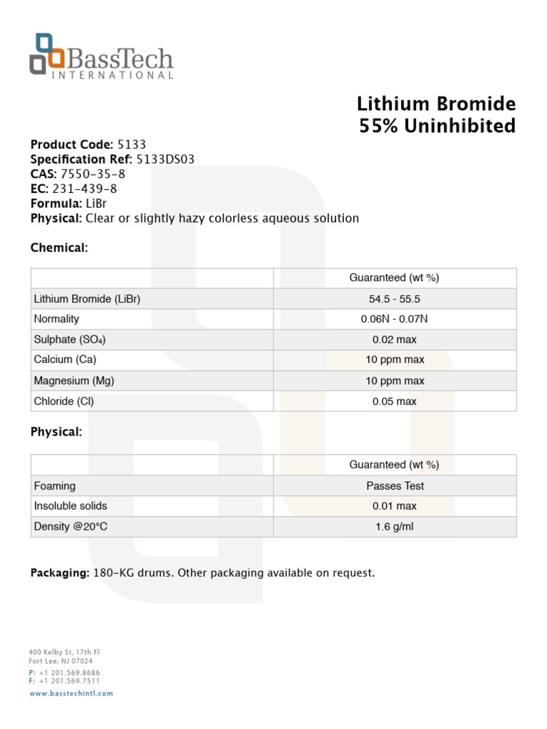 Lithium Bromide 55 Uninhibited 5133 Pdf