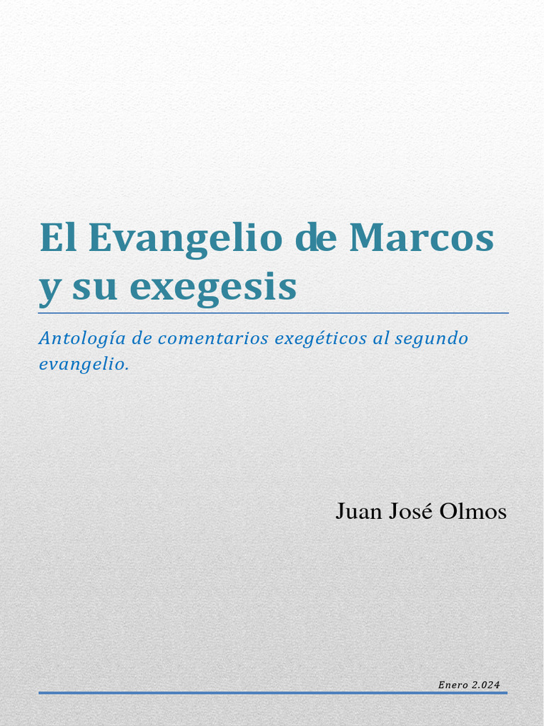 Exégesis del Evangelio de Marcos | PDF | Evangelio de Marcos | Jesús