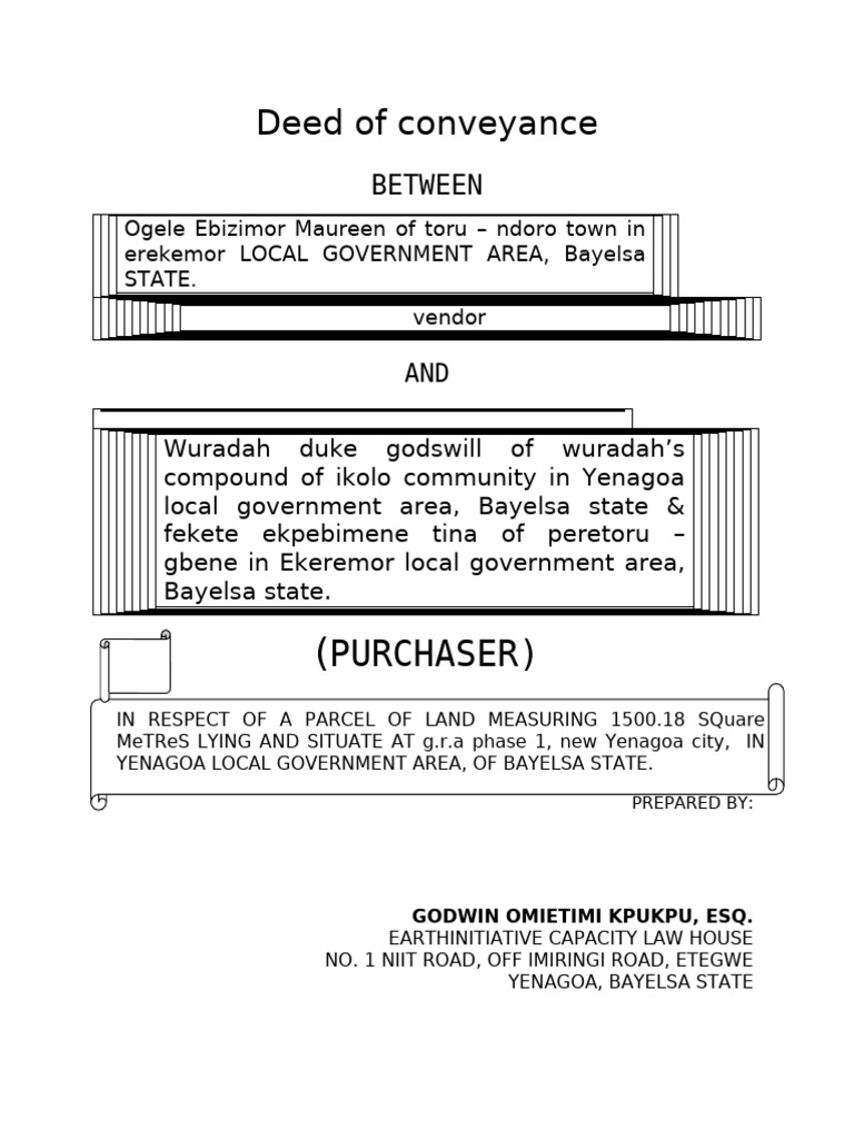 Deed of Conveyance of Tina Wuradah's | PDF | Property Law | Common Law