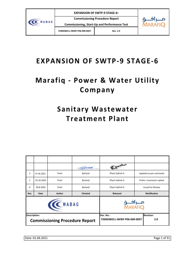 SWTP-9 Stage-6 Commissioning Report | PDF | Pump | Safety
