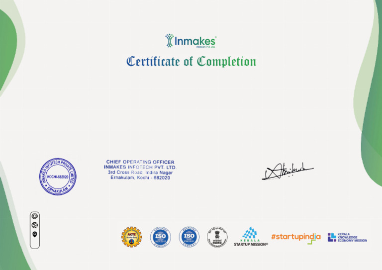Java Full Stack Course Completion Certificate | PDF