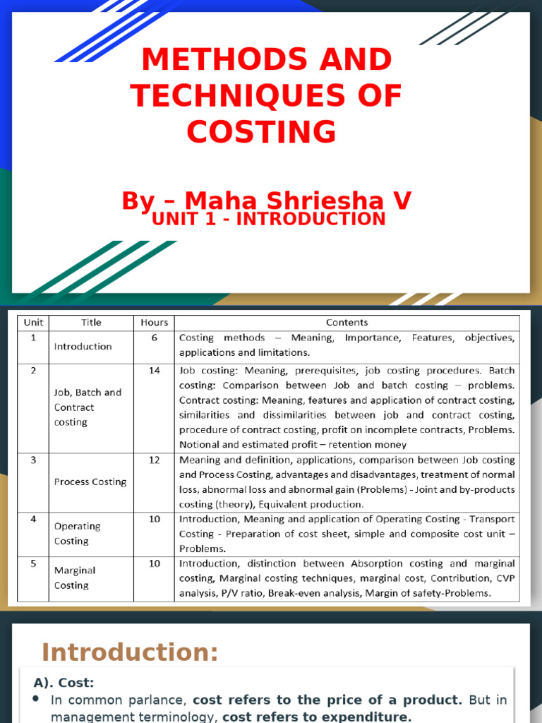 Costing Methods and Techniques Explained | PDF | Cost Accounting | Cost