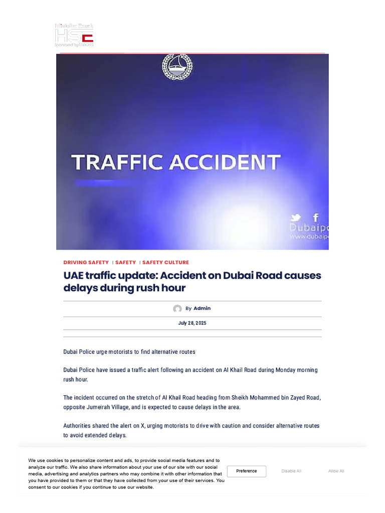 Dubai Road Accident Causes Rush Hour Delays | PDF | Dubai | Traffic