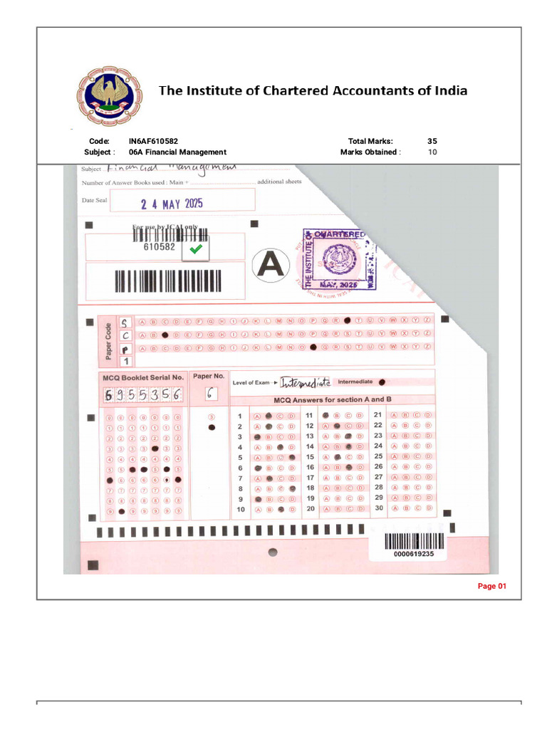 FM Answersheet May 25 | PDF