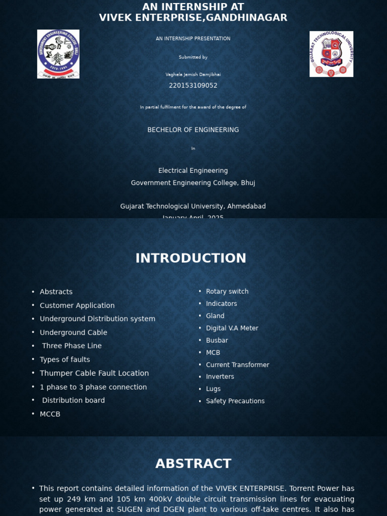 Internship Report on Electrical Engineering | PDF | Electrical ...