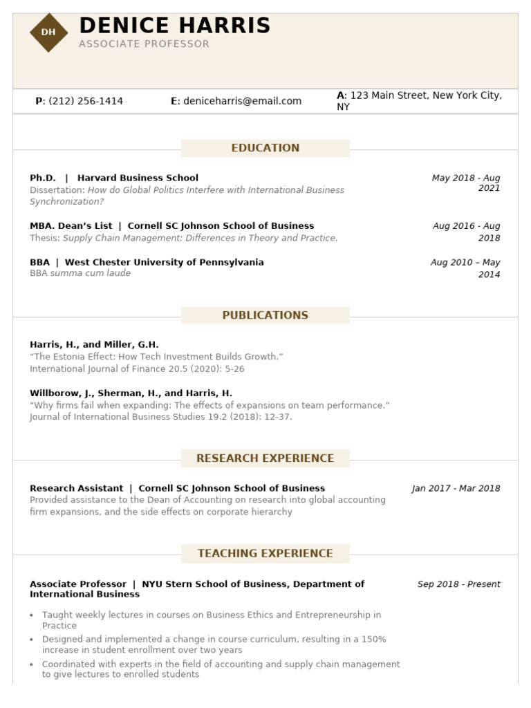 Research CV Template Brown | PDF | Economies | Business