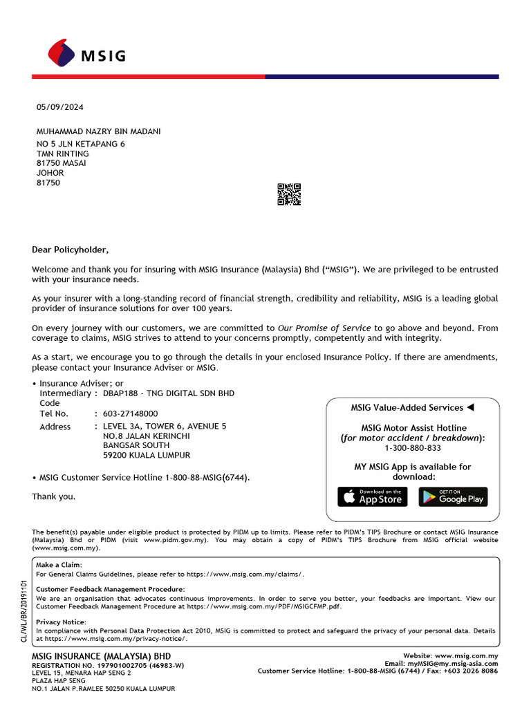 MSIG Personal Liability Insurance Guide | PDF | Insurance | Legal Liability