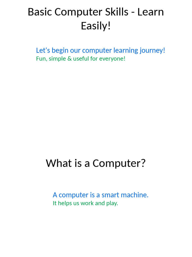 Basic Computer Skills Presentation | PDF