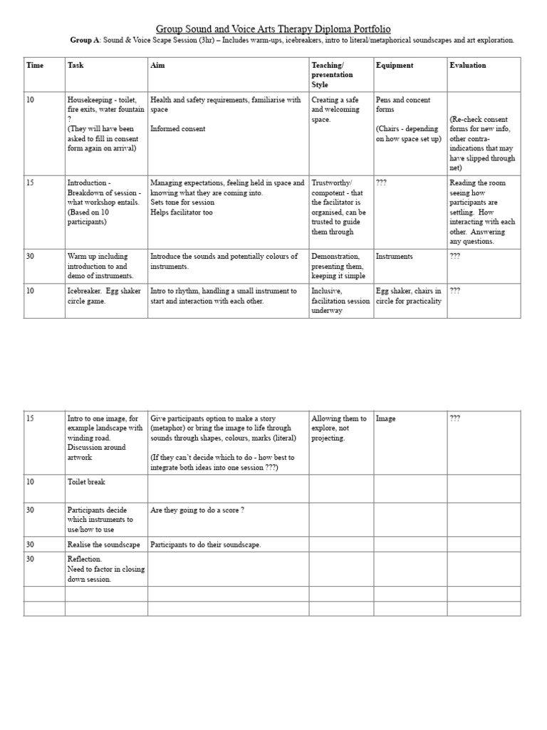 Sound and Voice Arts Therapy Session Guide | PDF