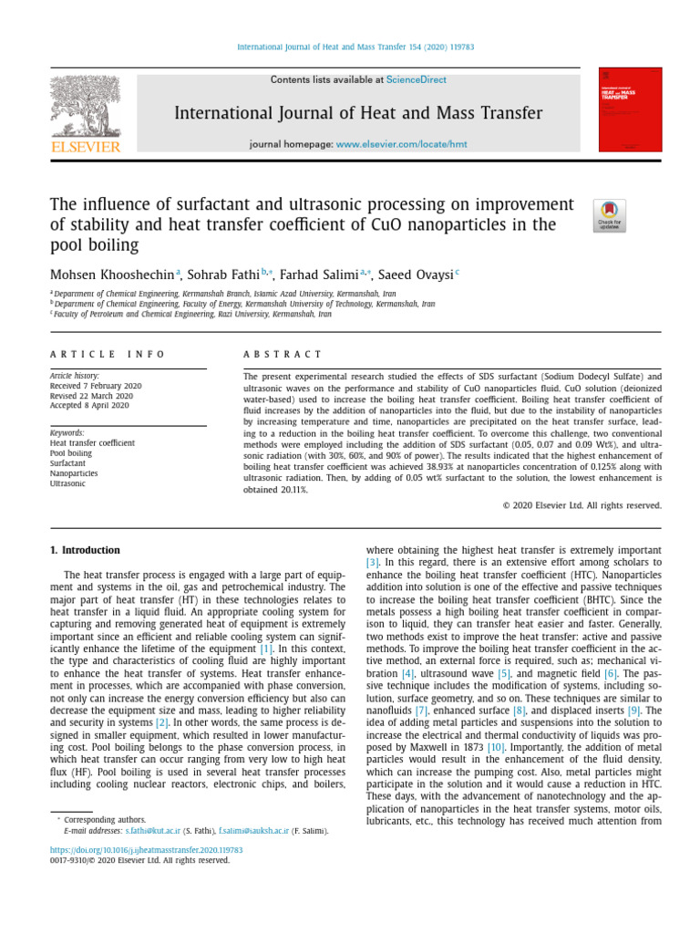 10 1016@j Ijheatmasstransfer 2020 119783 | PDF | Nanoparticle | Heat ...