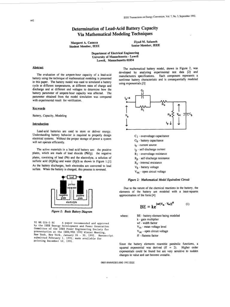 Lead-Acid Battery Capacity Modeling | PDF | Resistor | Electromagnetism