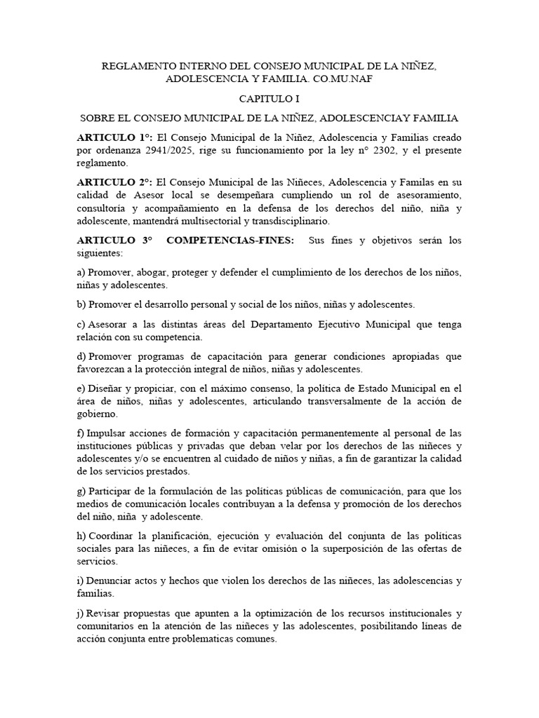 Reglamento del Consejo Municipal de Niñez | PDF | Comisión Europea ...