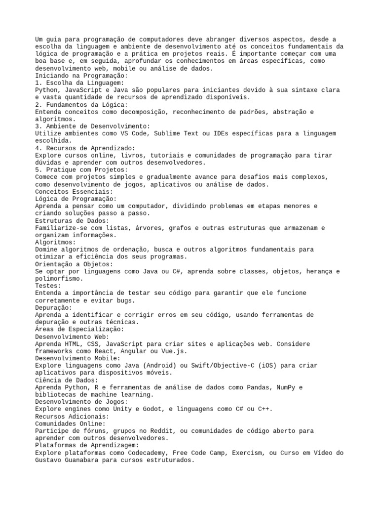 Um Guia para Programação | PDF | Linguagem de programação | Script Java