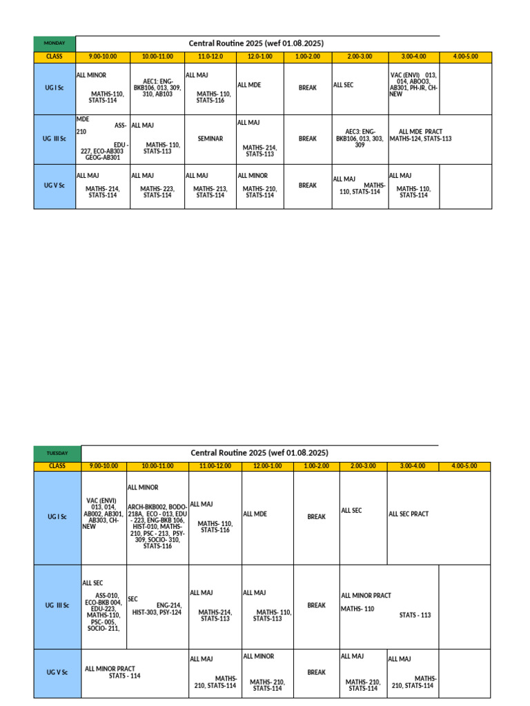 2025 3rd Semester Class Routine | PDF