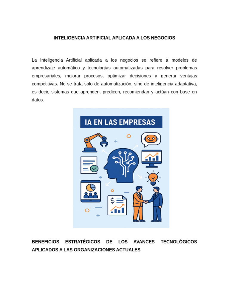 IA en Negocios: Ventajas y Aplicaciones | PDF | Inteligencia artificial ...