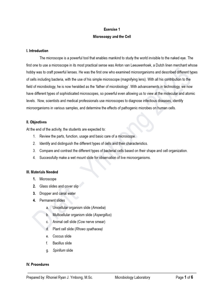 Microscopy Basics and Cell Types Guide | PDF | Microscope | Cell (Biology)