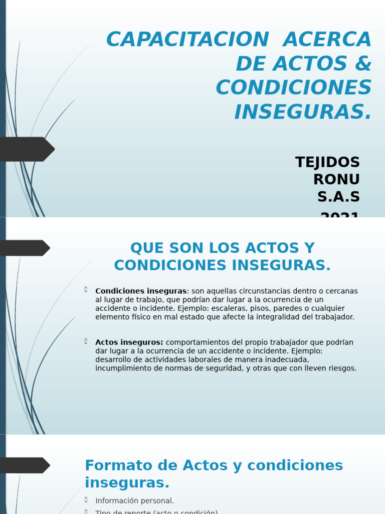 Pendiente Ronu Capacitacion Acerca de Actos & Condiciones Inseguras | PDF