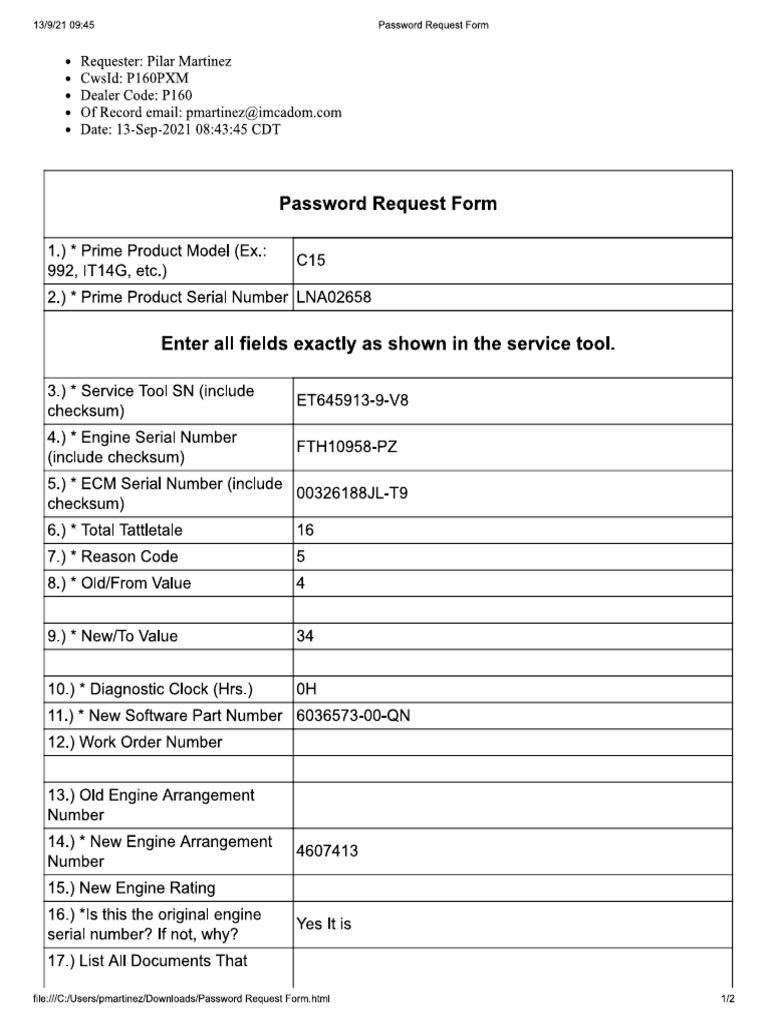 Password Request Form | PDF