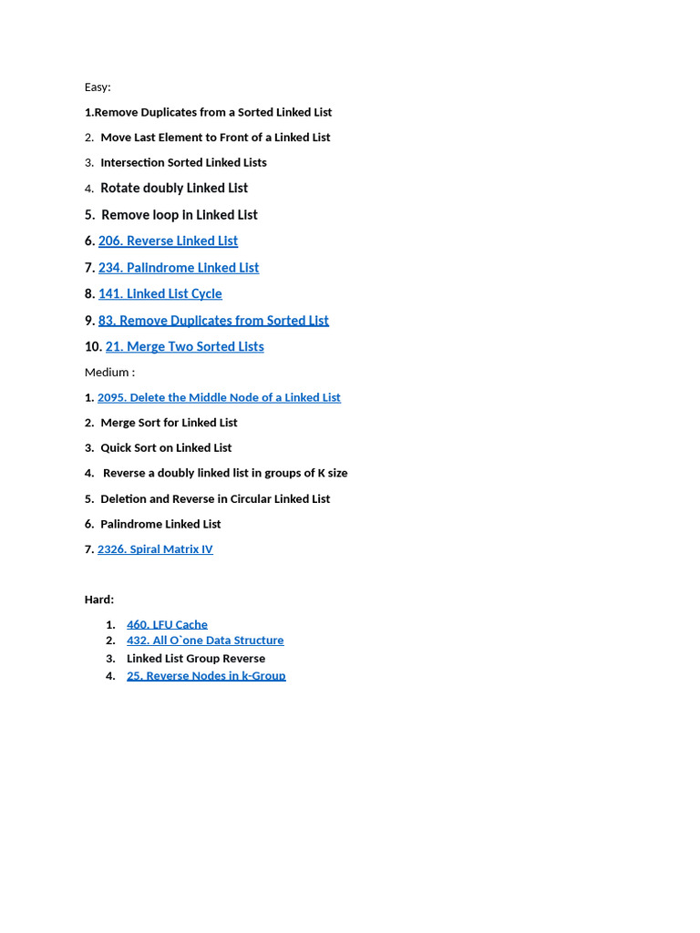 Linked List Problems and Solutions | PDF
