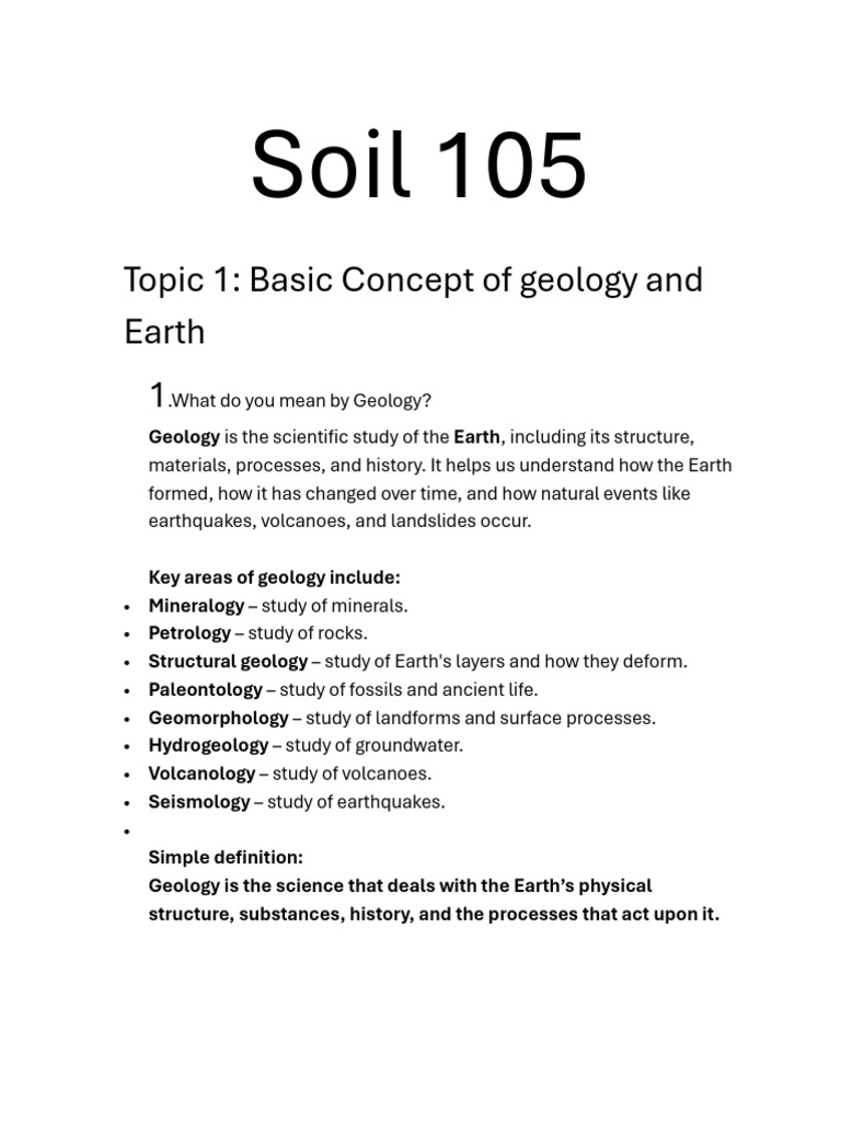 Geology's Role in Soil Science Explained | PDF | Minerals | Rock (Geology)