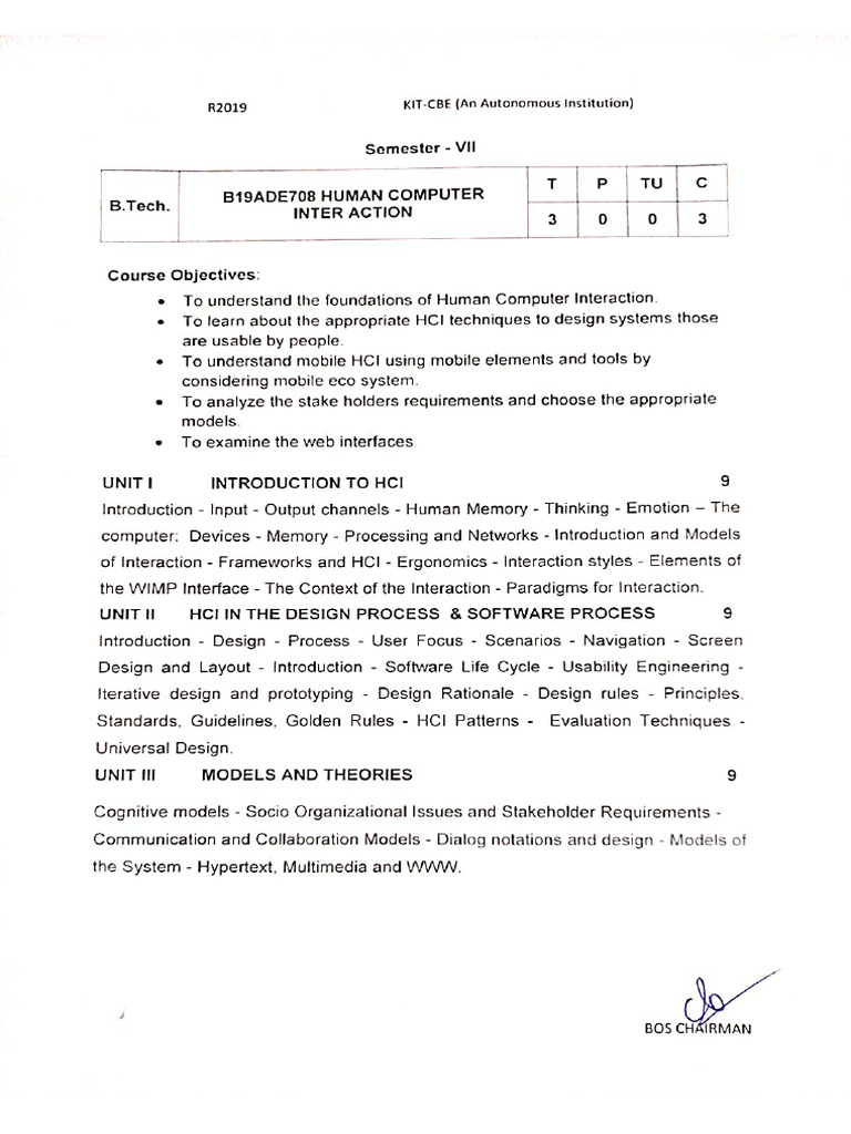 HCI Syllabus | PDF