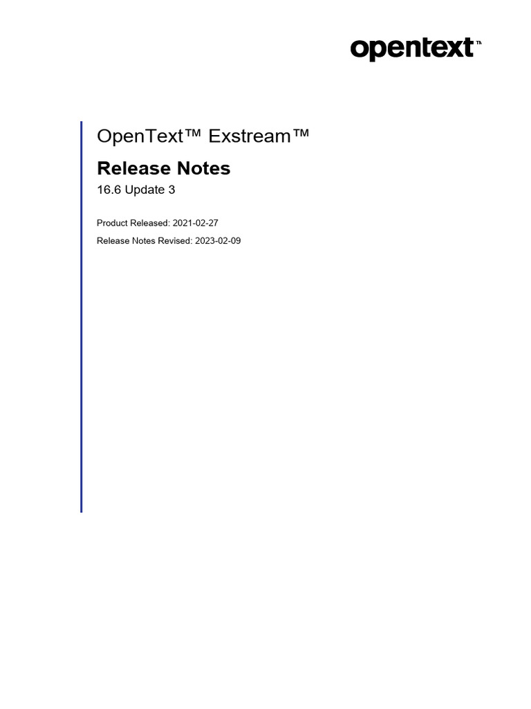 Exstream 16.6 Update 3 Release Notes | PDF | Ibm Db2 | Microsoft Windows