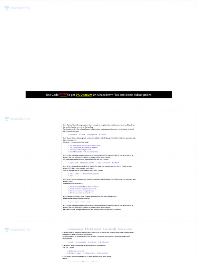 Complete Full Length Mock Test 01 No Anno | PDF