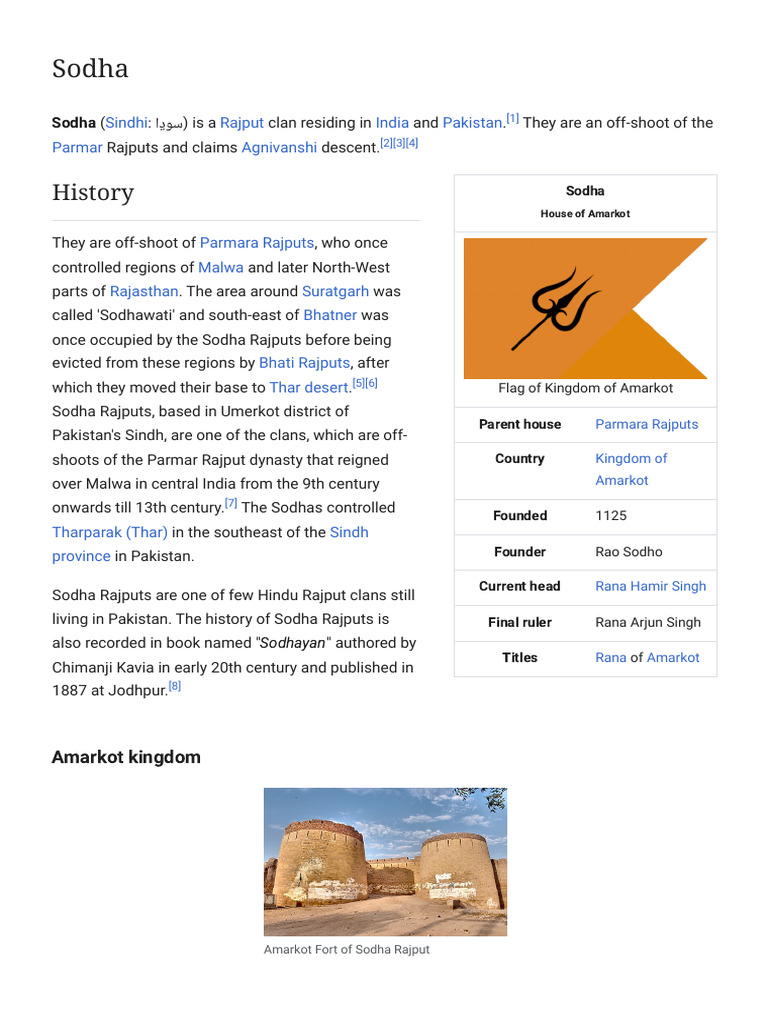 History of Sodha Rajputs in Amarkot | PDF | Social Groups Of India