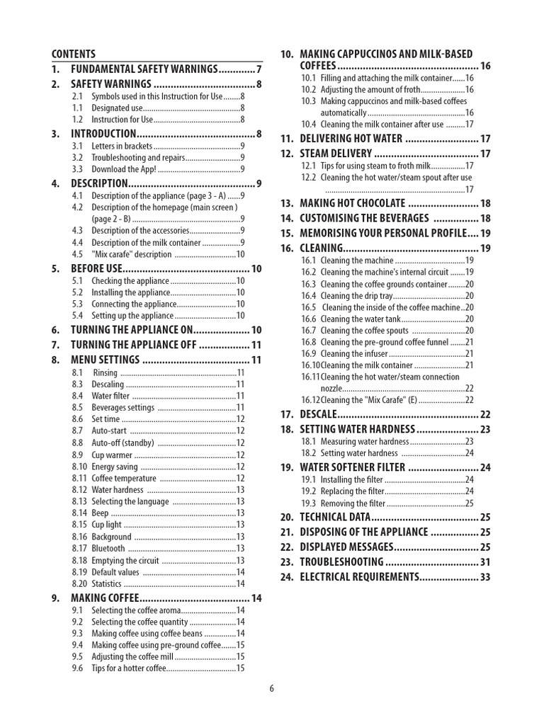 Coffee Machine User Manual Guide | PDF | Electrical Connector | Water