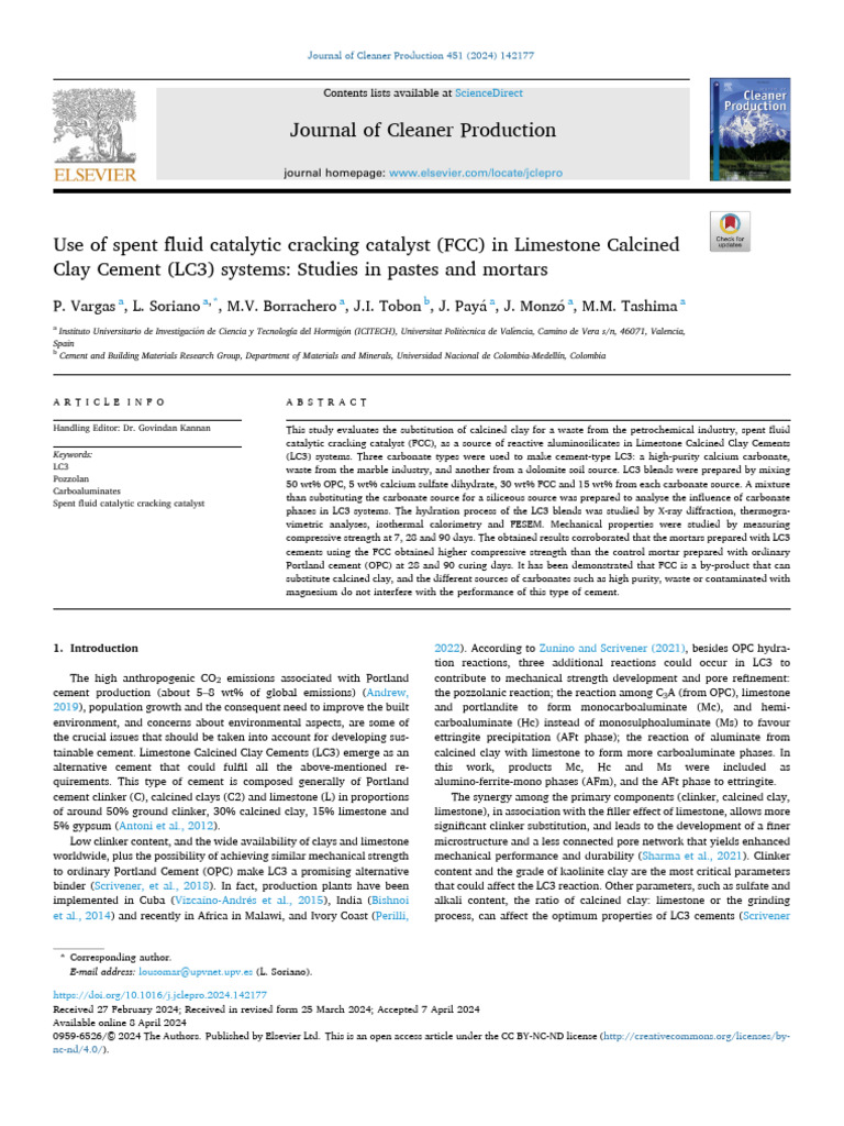 FCC Catalyst in Limestone Calcined Clay Cement | PDF | Cement | Mortar ...