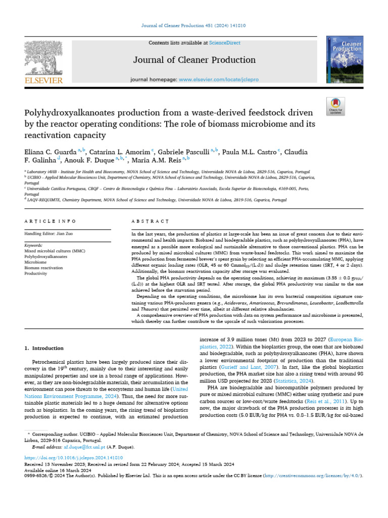 Polyhydroxyalkanoates Production From A Waste Derived Feedst - 2024 ...