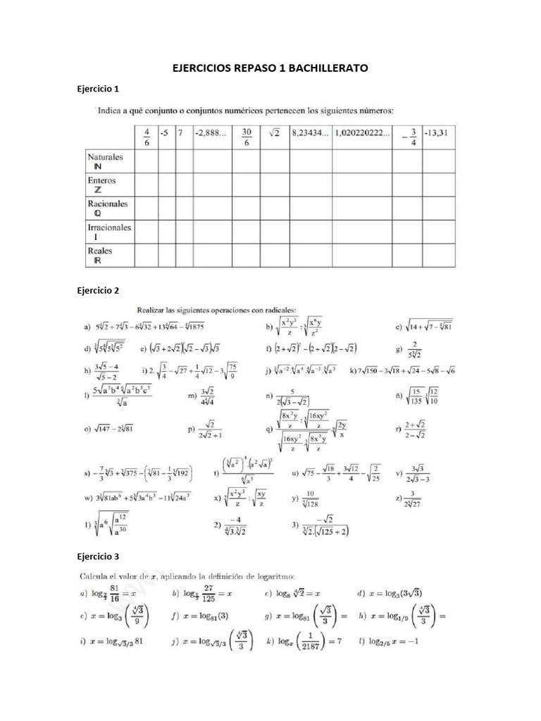 Repaso Examen 1 Bachillerato | PDF