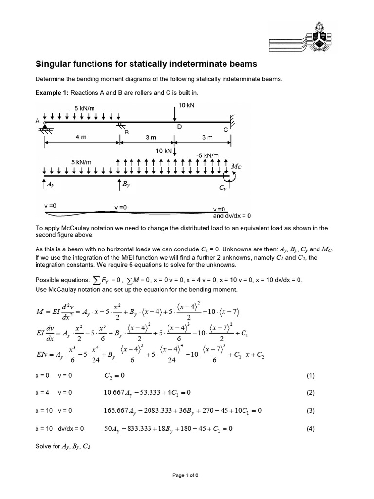 Singular Functions | PDF | Bending | Mathematical Analysis