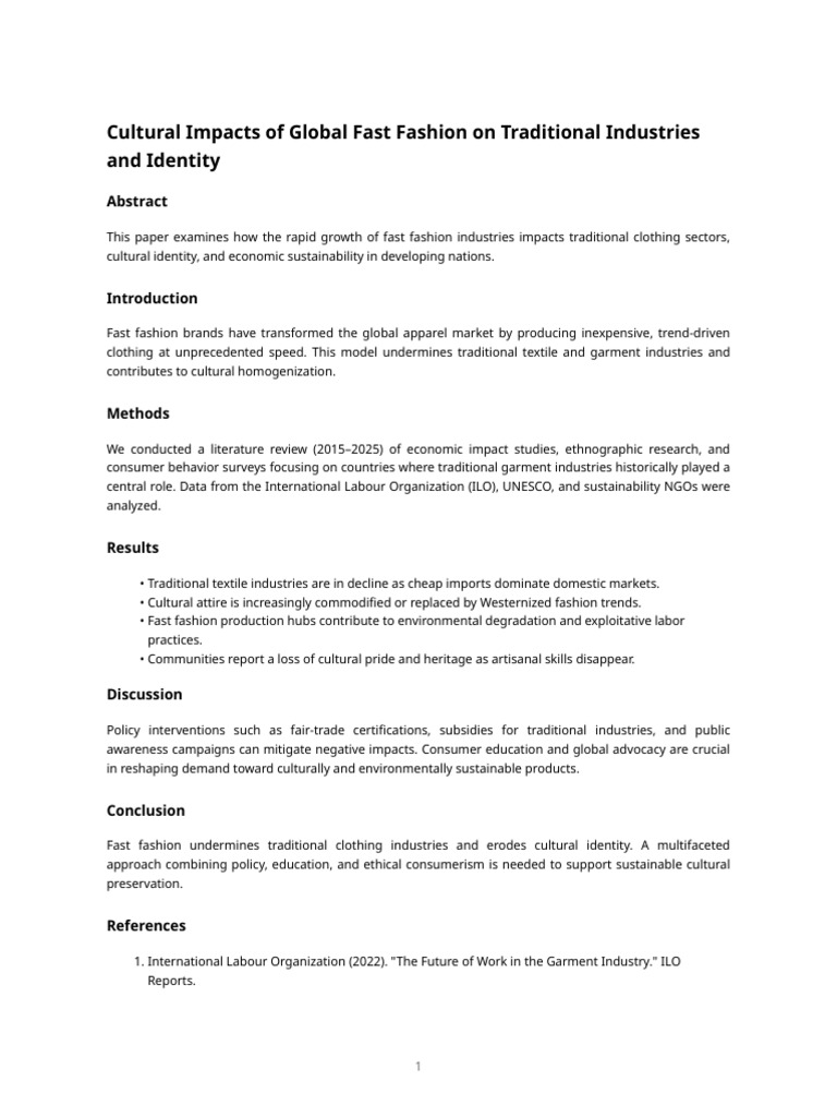 Fast Fashion Cultural Impact Full | PDF