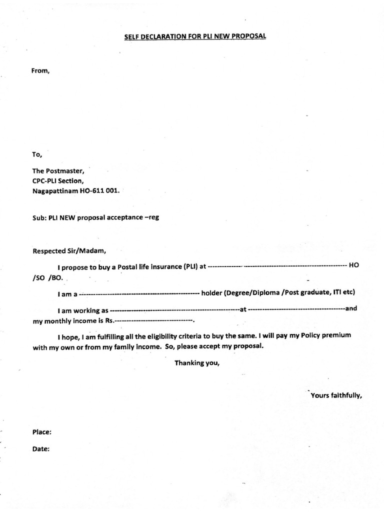 Pli Self Declaration | PDF
