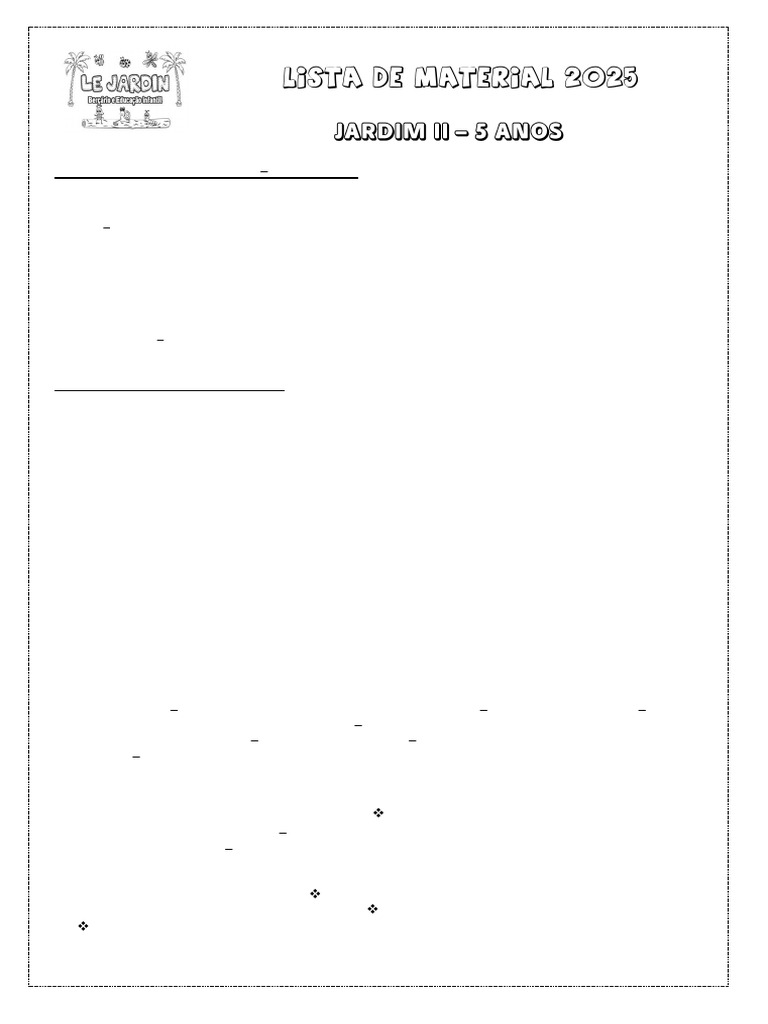 Lista de Material - Jardim II - 2025 | PDF | Técnicas artísticas ...
