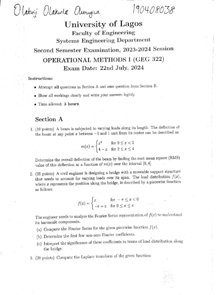 300 Level Second Semester Past Questions 23-24 | PDF