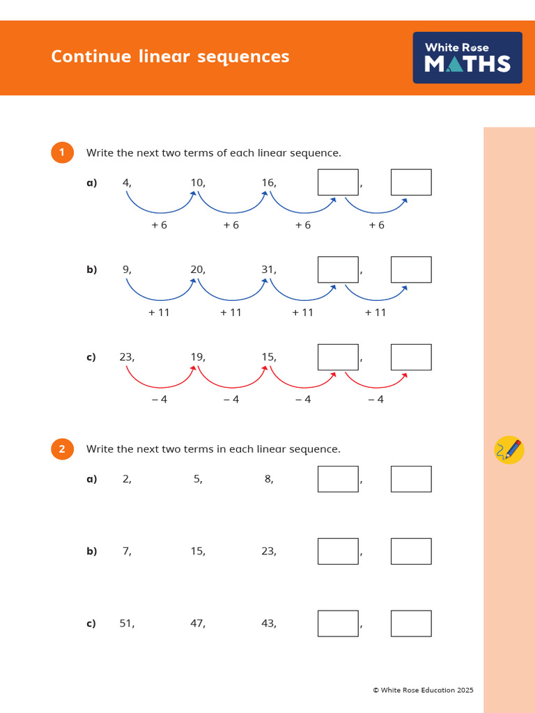 Next Terms in Linear Sequences | PDF