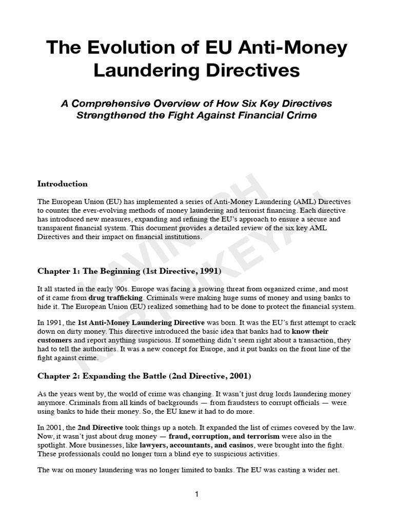 EU Anti-Money Laundering Directives Overview | PDF | Money Laundering ...