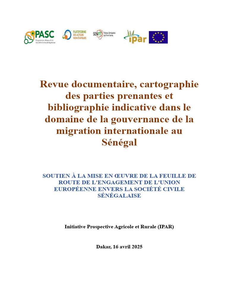 Gouvernance de la migration au Sénégal | PDF | Migration humaine | Sénégal