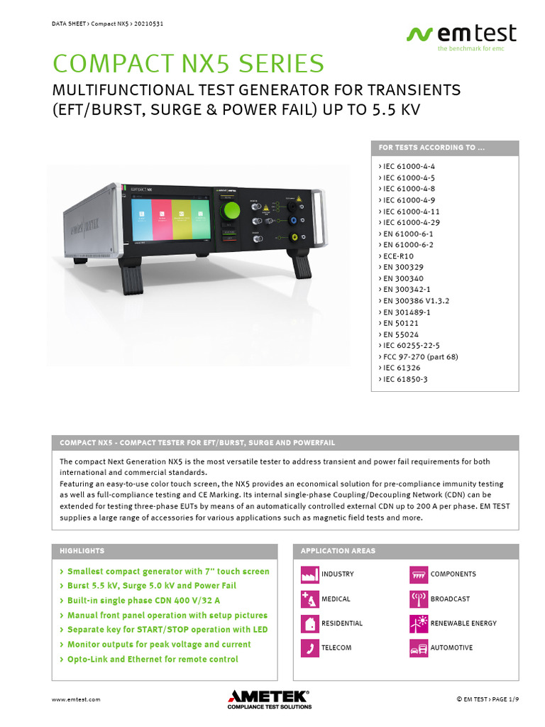 Compact NX5 Multifunctional Test Generator | PDF | Transformer | Capacitor