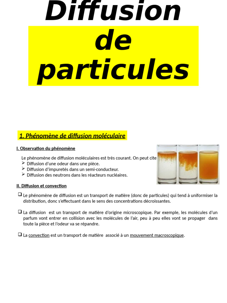 Flux de particules et diffusion moléculaire | PDF | La diffusion ...