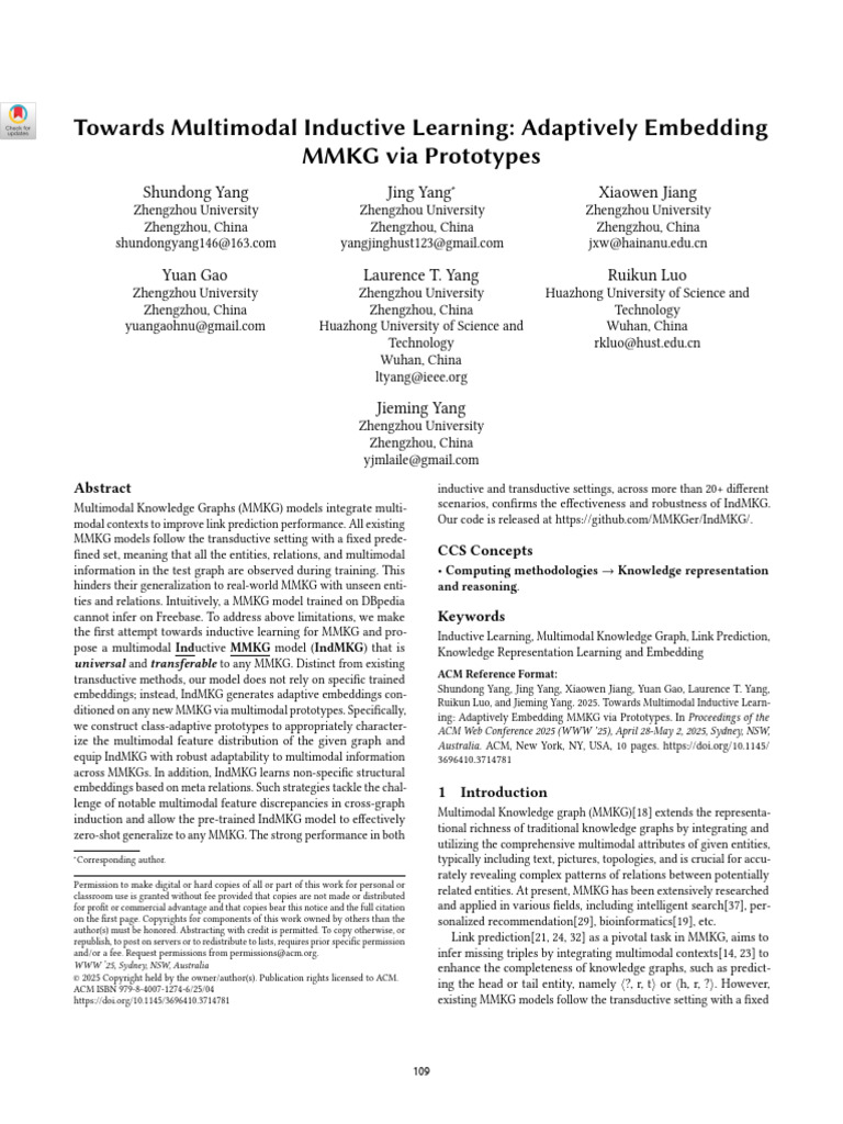 Inductive Learning for Multimodal KG | PDF | Information | Inductive ...