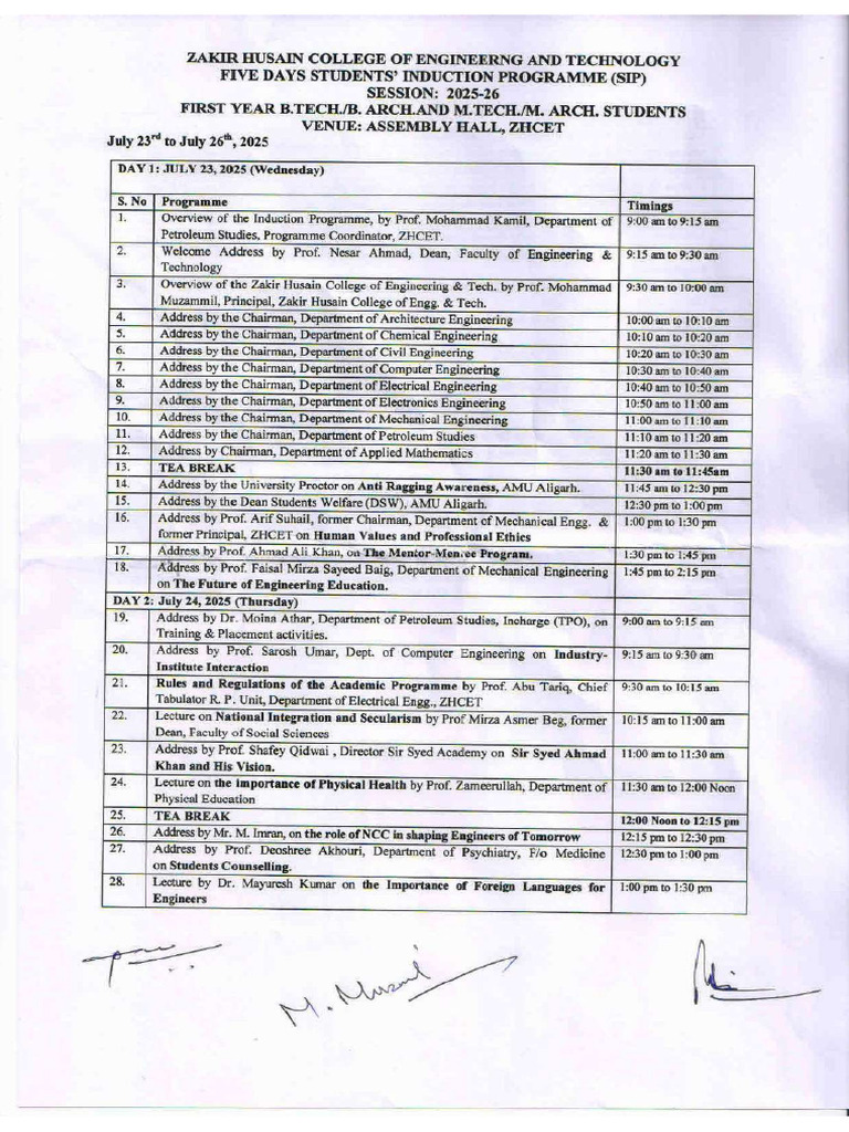 Revised Induction Programme 2025 | PDF