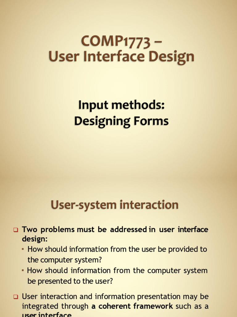 Lecture 9 - Input Methods | PDF | User Interface | Information Technology
