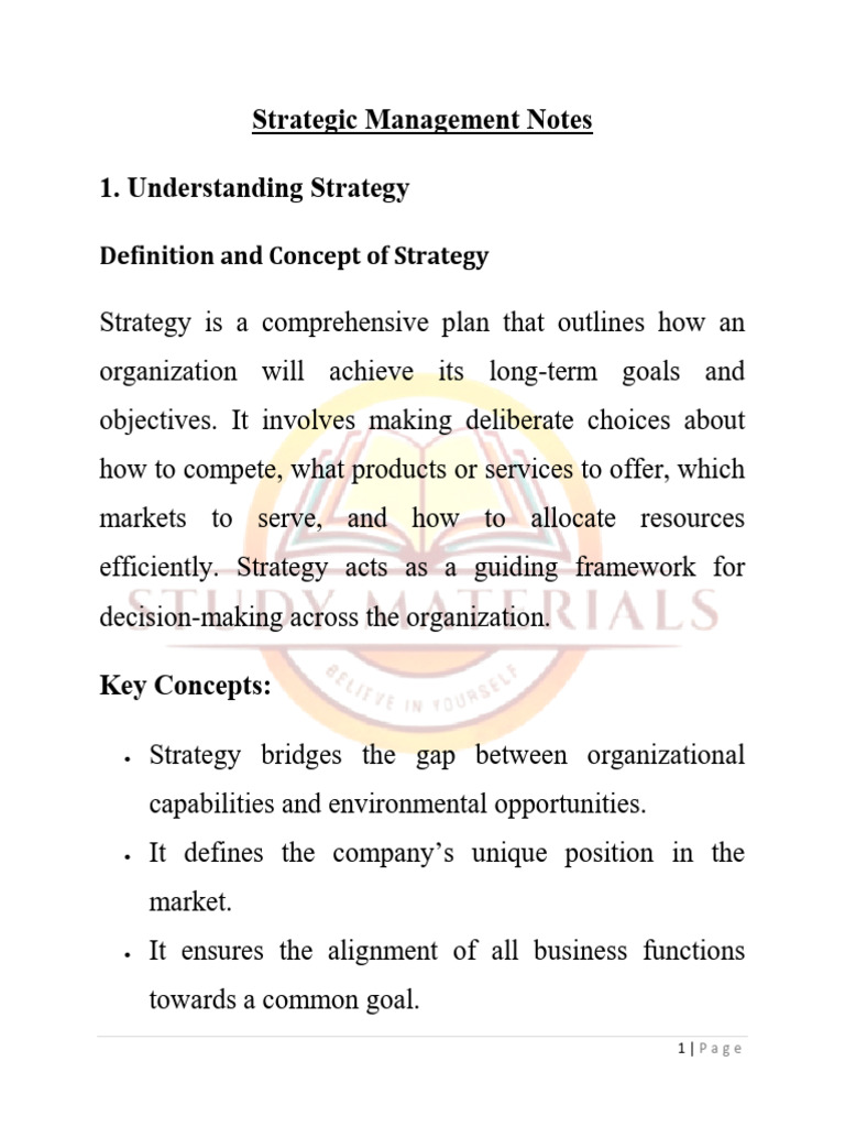 Strategic Management Overview and Notes | PDF | Strategic Management ...