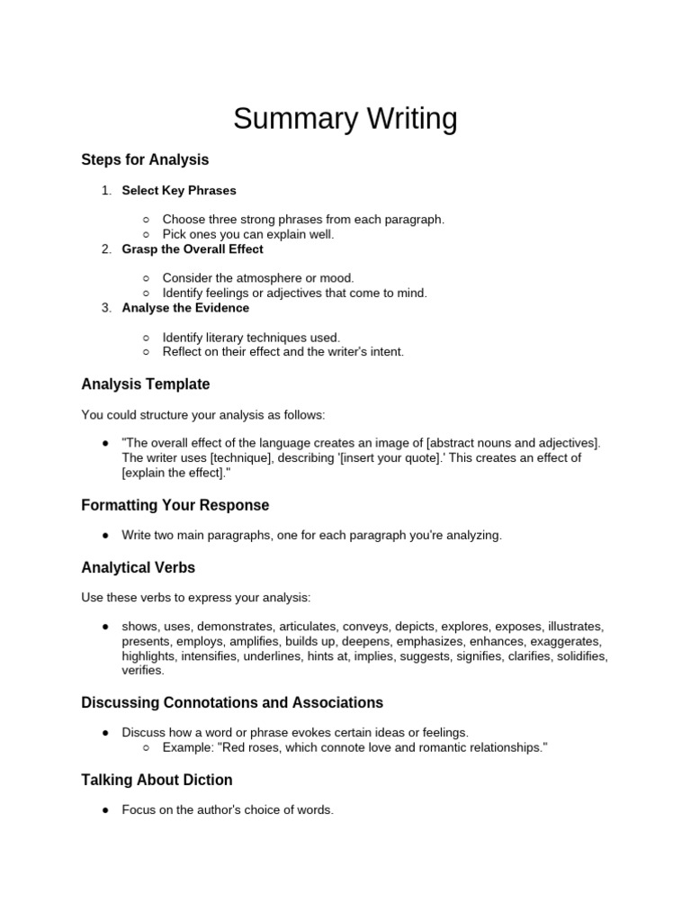 Effective Summary Writing Techniques | PDF