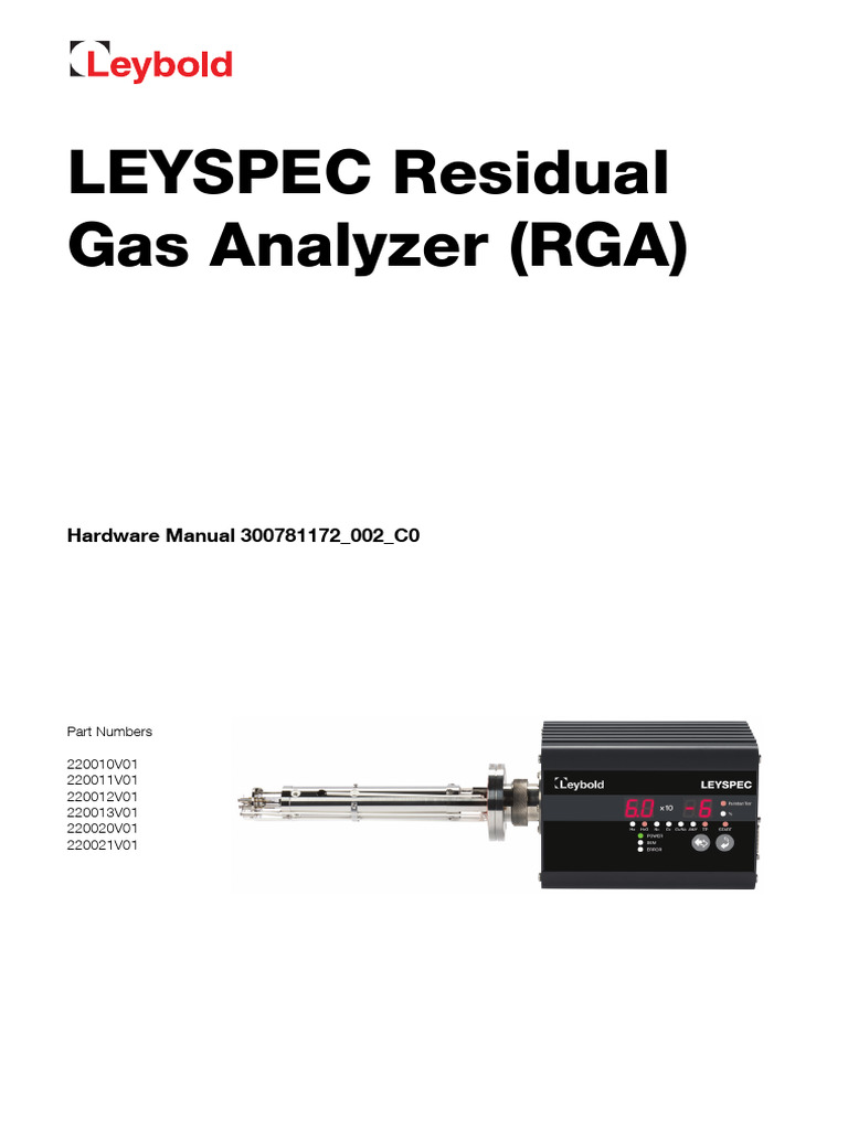 RGA Hardware Manual Overview | PDF | Vacuum Tube | Electrical Connector