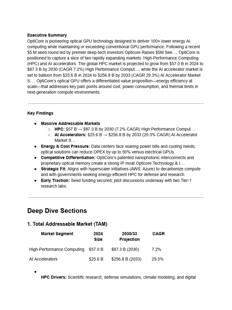 Market Opp. Synthesis Opticore | PDF | Graphics Processing Unit ...