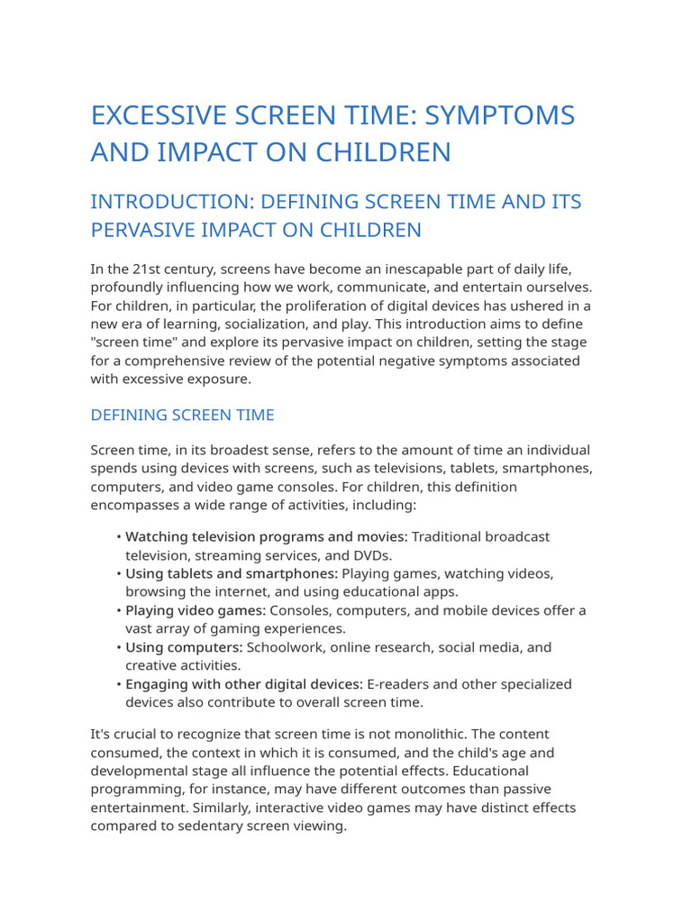 Screen Time Symptoms Review-1 | PDF